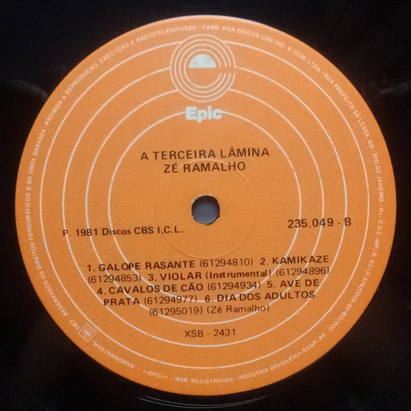 Zé Ramalho : A Terceira Lâmina (LP, Album, Gat)