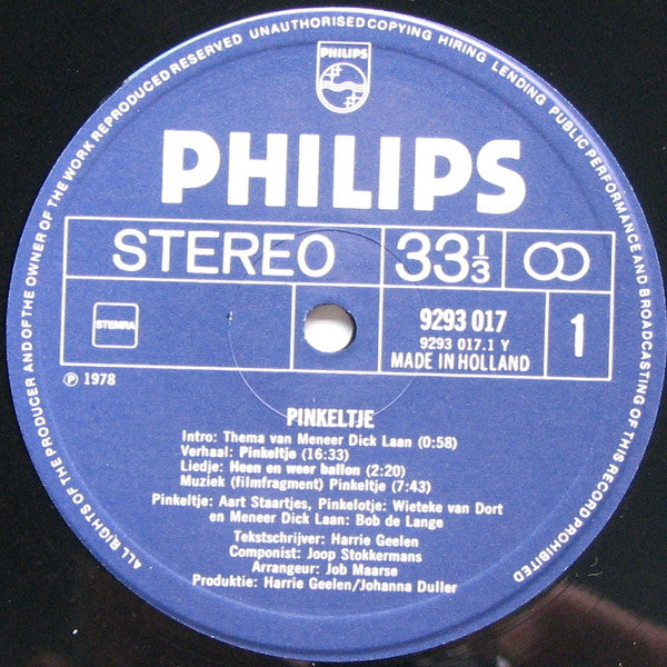 Aart Staartjes, Wieteke van Dort, Bob De Lange : Pinkeltje (Naar De Gelijknamige Familiefilm) (LP, Album)