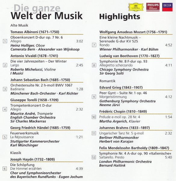 Various : Die Ganze Welt Der Musik (Highlights) (CD, Comp, Multichannel, AMS)