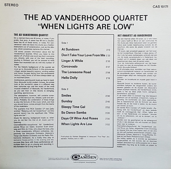 Ad Van Den Hoed Kwartet : When Lights Are Low (LP, Album)