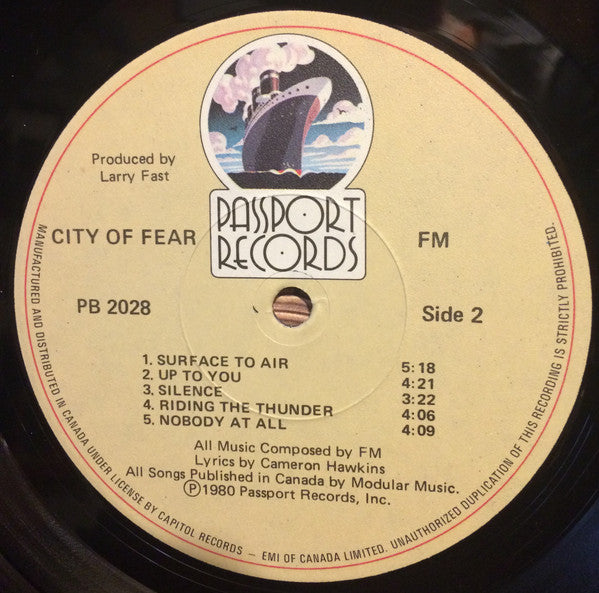 FM (3) : City Of Fear (LP, Album, Gat)