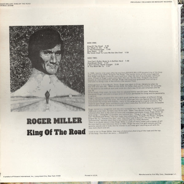 Roger Miller : King Of The Road (LP, Comp, RP)