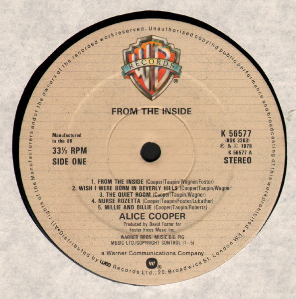 Alice Cooper (2) : From The Inside (LP, Album)