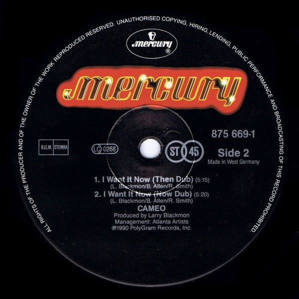 Cameo : I Want It Now (12")