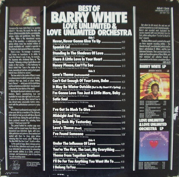 Barry White, Love Unlimited & Love Unlimited Orchestra : Best Of Barry White, Love Unlimited & Love Unlimited Orchestra (2xLP, Comp)