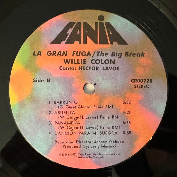 Willie Colón : Wanted By FBI / The Big Break - La Gran Fuga (LP, Album, RE)