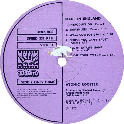 Atomic Rooster : Made In England (LP, Album, Blu)