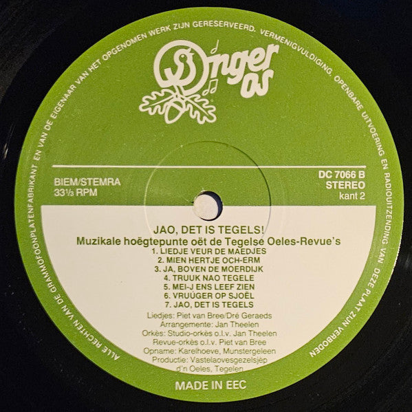 Various : Joa, Dét Is Tegels... Muzikale Hoëgtepunte Oét De Tegelse Oelesrevues (LP)