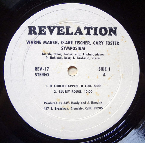 Warne Marsh / Clare Fischer / Gary Foster : Report Of The 1st Annual Symposium On Relaxed Improvisation (LP, Album)