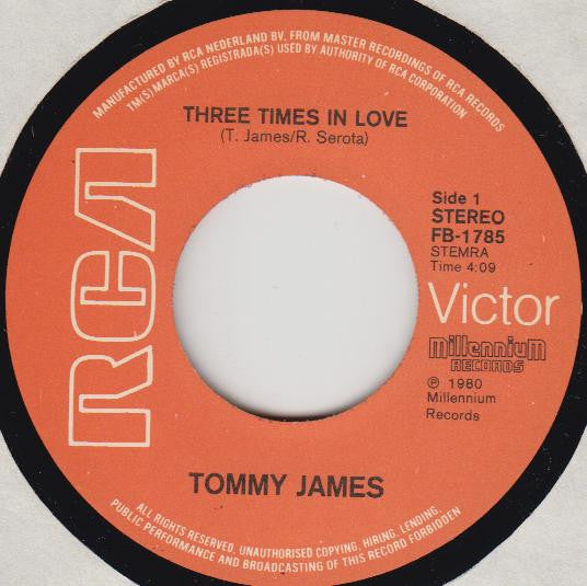 Tommy James : Three Times In Love (7", Single)