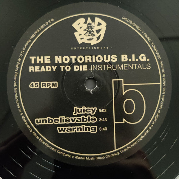 Notorious B.I.G. : Ready to Die Instrumentals (LP, RSD, Ltd)