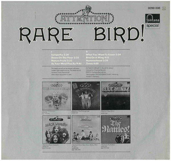 Rare Bird : Attention! Rare Bird! (LP, Comp)