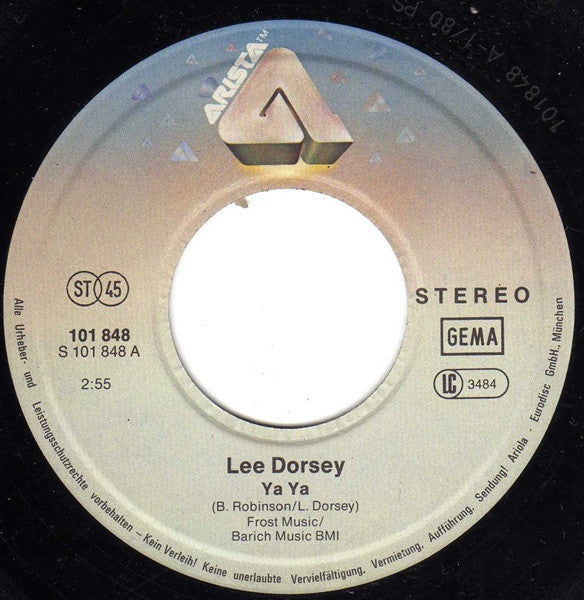 Lee Dorsey : Ya Ya / Working In The Coal Mine (7", Single)