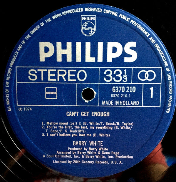 Barry White : Can't Get Enough (LP, Album)