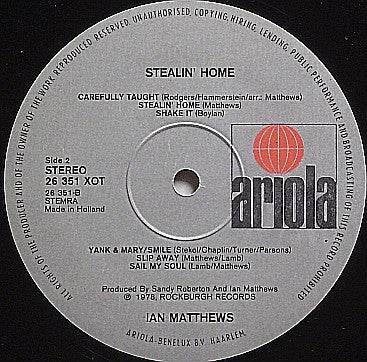 Iain Matthews : Stealin' Home (LP, Album)