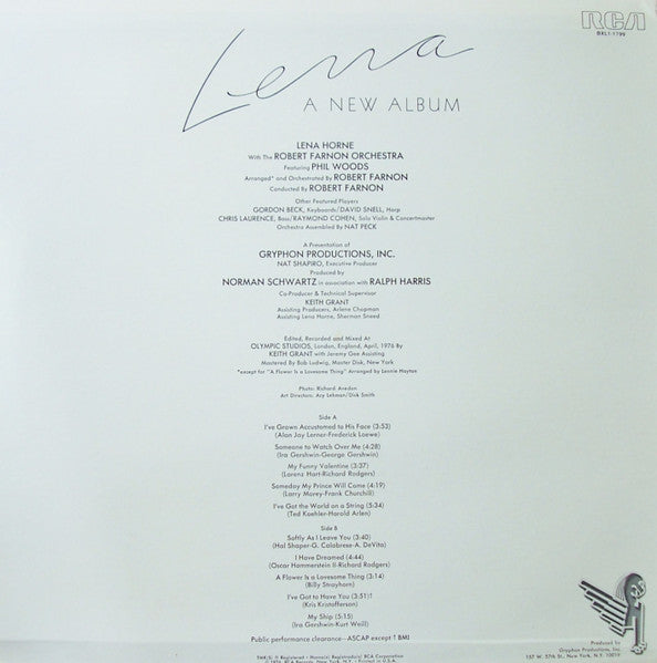 Lena Horne : Lena, A New Album (LP, Album, RE)