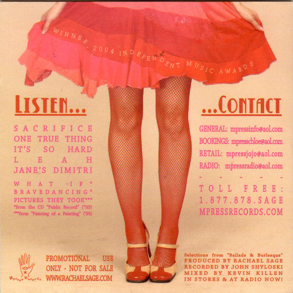 Rachael Sage : Ballads & Burlesque (CD, Album, Promo, Car)