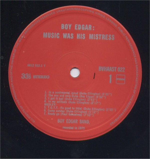 Boy Edgar : Music Was His Mistress, An Hommage To Edward Kennedy Ellington (LP, Album, Gat)