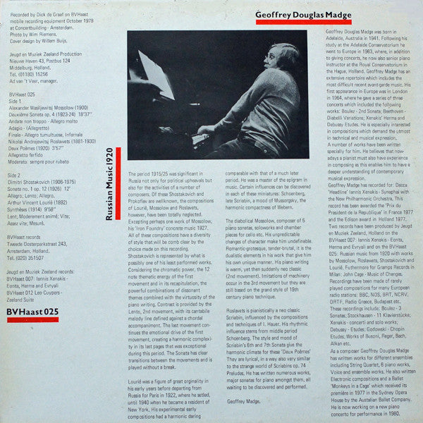 Geoffrey Douglas Madge : Russian Music 1920 (LP)