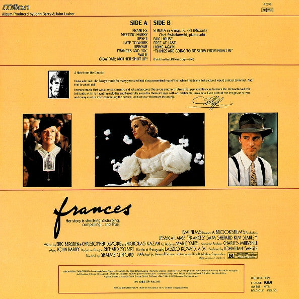 John Barry : Frances (Original Motion Picture Soundtrack) (LP, Album)