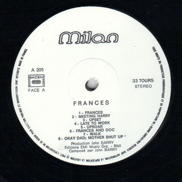 John Barry : Frances (Original Motion Picture Soundtrack) (LP, Album)