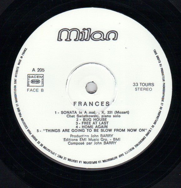 John Barry : Frances (Original Motion Picture Soundtrack) (LP, Album)