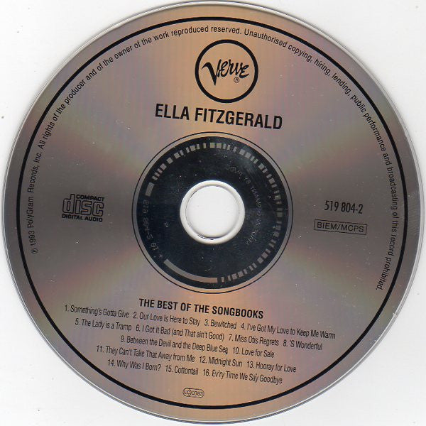 Ella Fitzgerald : The Best Of The Song Books (CD, Comp, Mono)