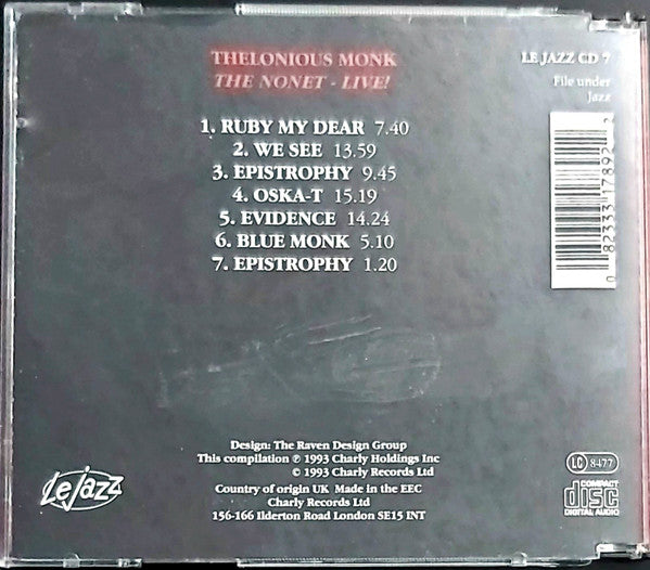 Thelonious Monk : The Nonet - Live! (CD, Album, RM)