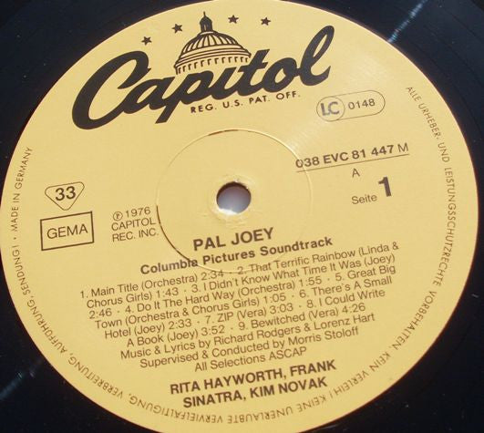 Rodgers & Hart : Pal Joey (LP, RE)