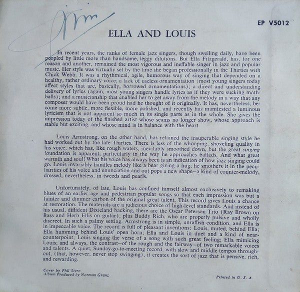 Ella Fitzgerald, Louis Armstrong : Isn't This A Lovely Day / Cheek To Cheek (7", EP)