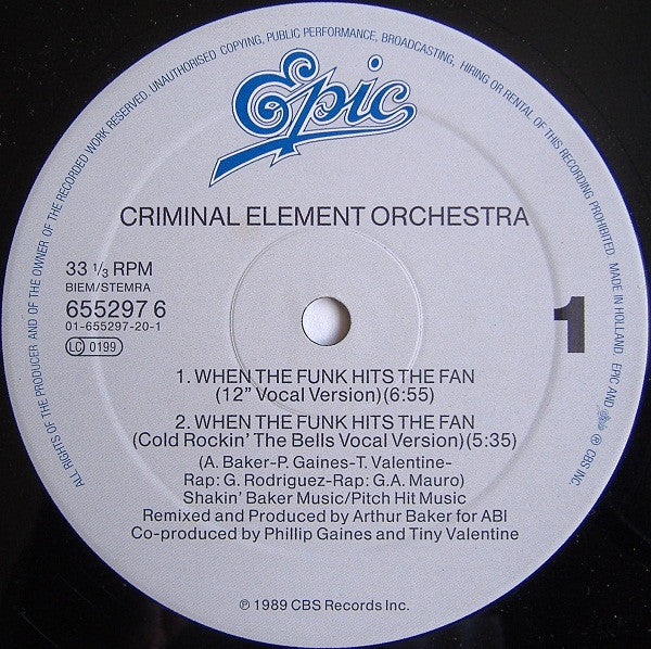 Criminal Element Orchestra : When The Funk Hits The Fan (12", Maxi)