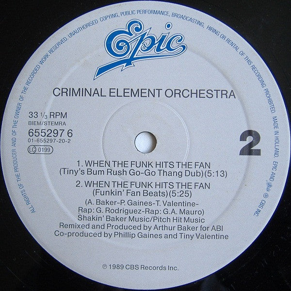 Criminal Element Orchestra : When The Funk Hits The Fan (12", Maxi)