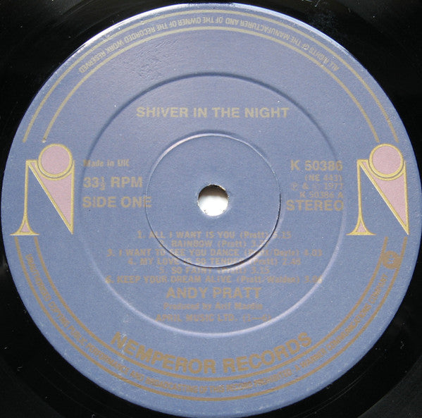Andy Pratt : Shiver In The Night (LP, Album)