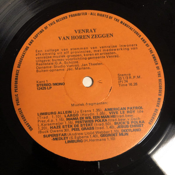 Various : Venray Van Horen Zeggen (LP, Comp, Mono)