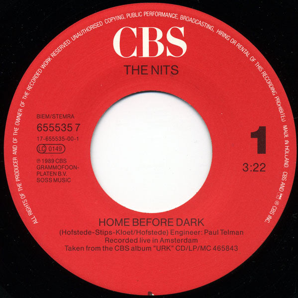 The Nits : Home Before Dark (7", Single)