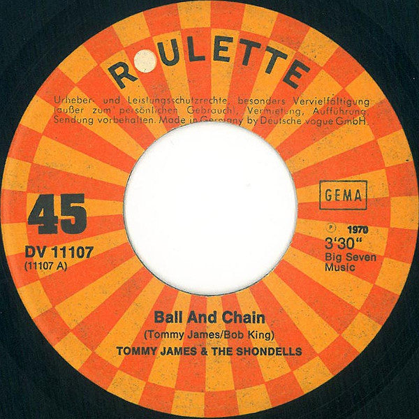 Tommy James : Ball And Chain (7", Single)