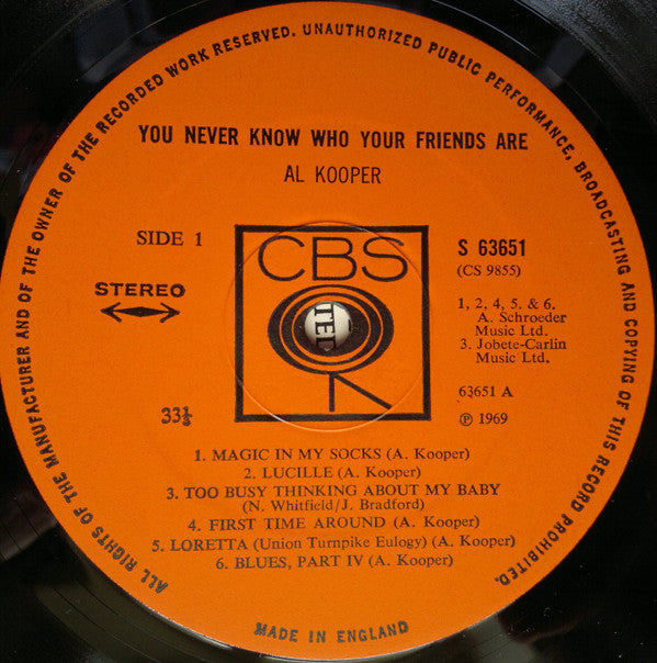 Al Kooper : You Never Know Who Your Friends Are (LP, Album)