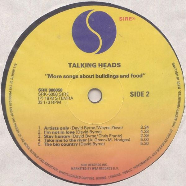 Talking Heads : More Songs About Buildings And Food (LP, Album)