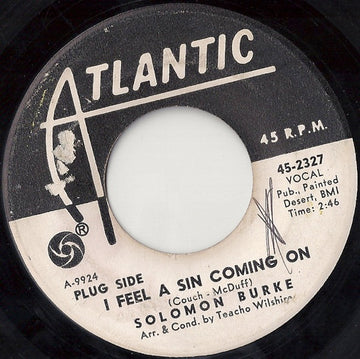 Solomon Burke : I Feel A Sin Coming On / Mountain Of Pride (7", Single, Promo)