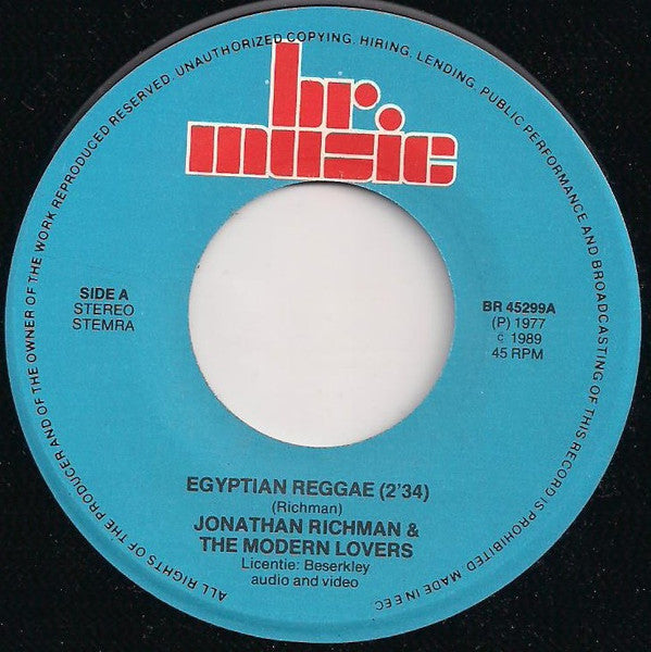 Jonathan Richman & The Modern Lovers : Egyptian Reggae / Roadrunner (7", Single, RE)
