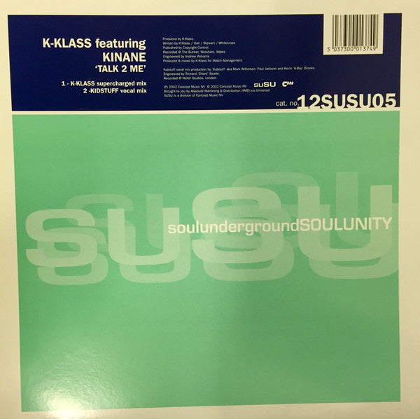 K-Klass Featuring Kinane : Talk To Me (12")