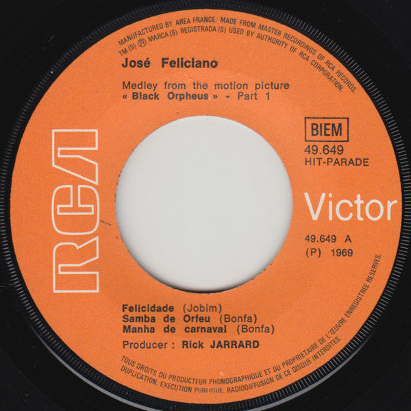 José Feliciano : Medley From The Motion Picture «Black Orpheus» (7", Single)