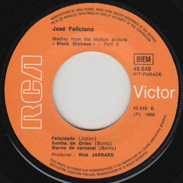 José Feliciano : Medley From The Motion Picture «Black Orpheus» (7", Single)