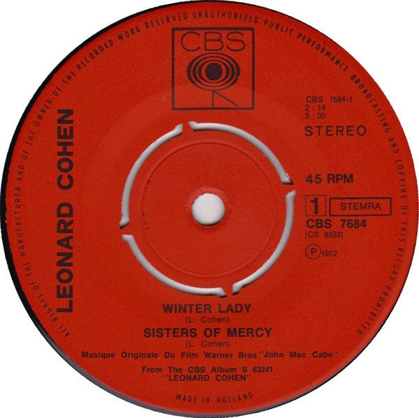 Leonard Cohen : Winter Lady (7")