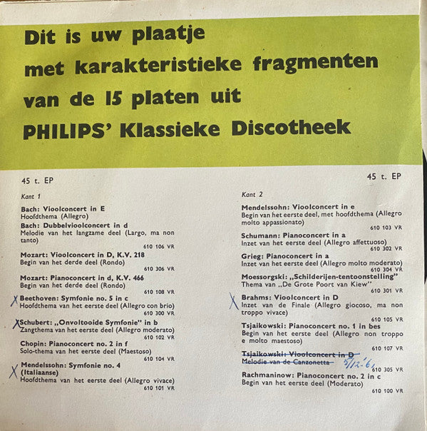 Various : Thuis Luisterend Kiezen! - Philips Klassieke Klankcatalogus (7", Smplr)