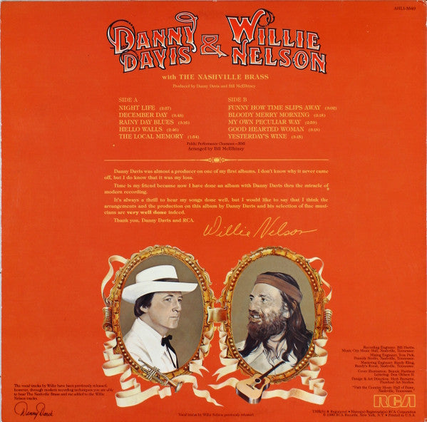 Danny Davis (4) & Willie Nelson With The Nashville Brass : Danny Davis & Willie Nelson With The Nashville Brass (LP, Album, Ind)