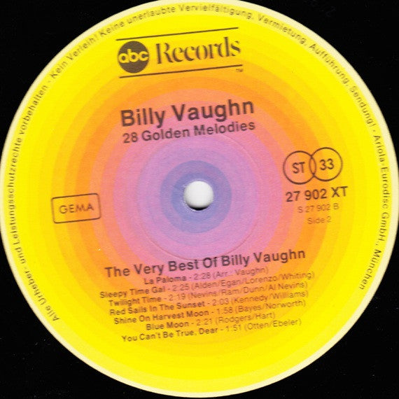 Billy Vaughn And His Orchestra : 28 Golden Melodies: The Very Best Of Billy Vaughn (2xLP, Comp)