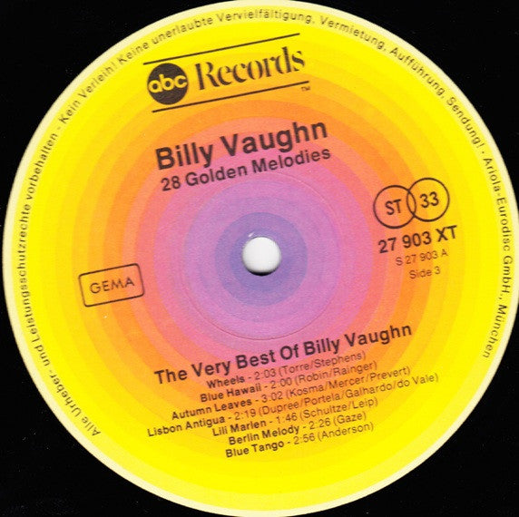 Billy Vaughn And His Orchestra : 28 Golden Melodies: The Very Best Of Billy Vaughn (2xLP, Comp)
