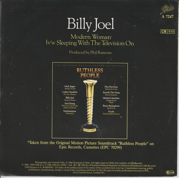 Billy Joel : Modern Woman (7", Single)