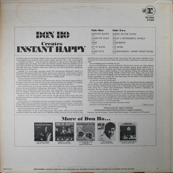 Don Ho : Instant Happy (LP, Album, Ter)